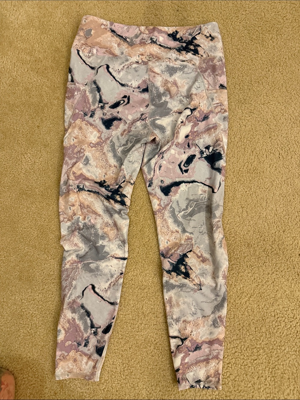 Marble Print Active Leggings full length - L